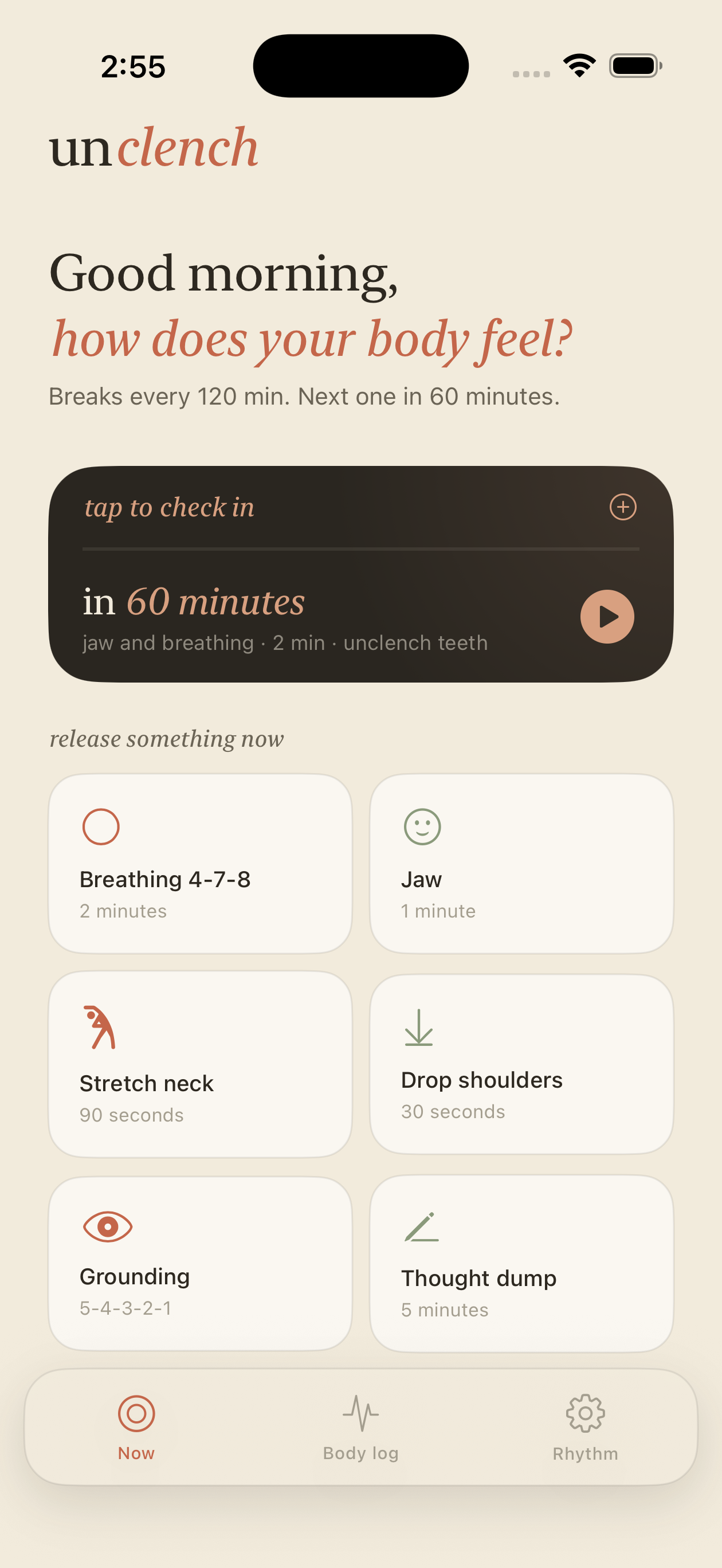 Unclench home screen